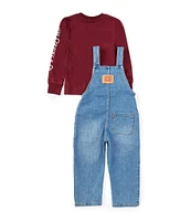 Levi's® Little Boys 2T-4T Sleeveless Denim Overalls & Long Sleeve Fleece Sweatshirt