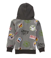 Levi's® Little Boys 2T-7 Long Sleeve Mixed-Media Fleece Hoodie