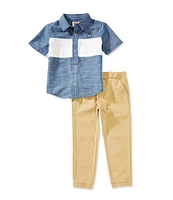 Levi's® Little Boys 2T-7 Short Sleeve Chambray Shirt & Jogger Pants Set