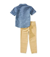 Levi's® Little Boys 2T-7 Short Sleeve Chambray Shirt & Jogger Pants Set