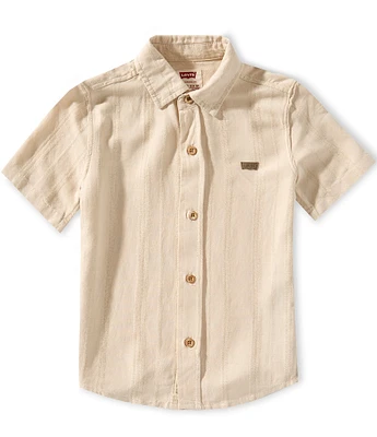Levi's® Little Boys 4-7 Short Sleeve Textured-Stripe Woven Shirt