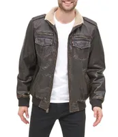 Levi's® Long Sleeve Sherpa/Faux Leather Military Bomber Jacket