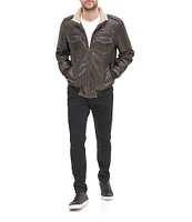 Levi's® Long Sleeve Sherpa/Faux Leather Military Bomber Jacket