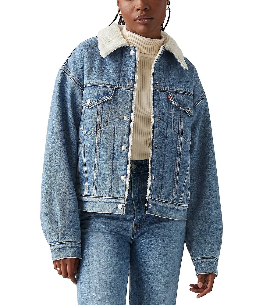 Levi's® Long Sleeve Sherpa-Detailed Denim Trucker Jacket