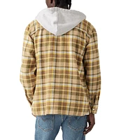 Levi's® Long Sleeve Neutral Multi Plaid Hooded Worker Shirt