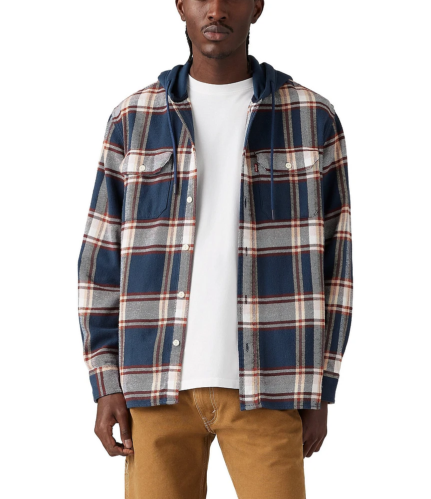 Levi's® Long Sleeve Wide Plaid Hooded Worker Shirt