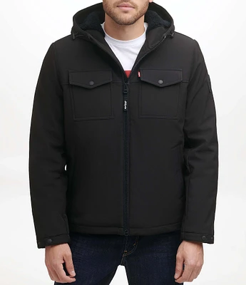 Levi's® Dual Chest Pocket Soft Shell Sherpa Lined Zip Front Jacket