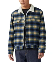 Levi's® Long Sleeve Zephyr Plaid Sherpa Wool-Blend Trucker Jacket