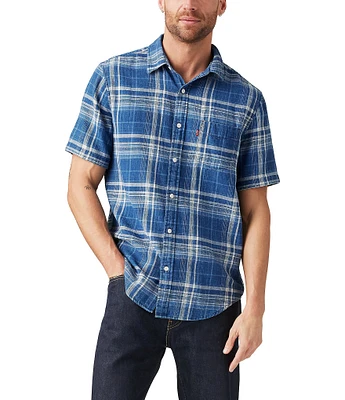 Levi's® Patch Pocket Plaid Short Sleeve Woven Shirt