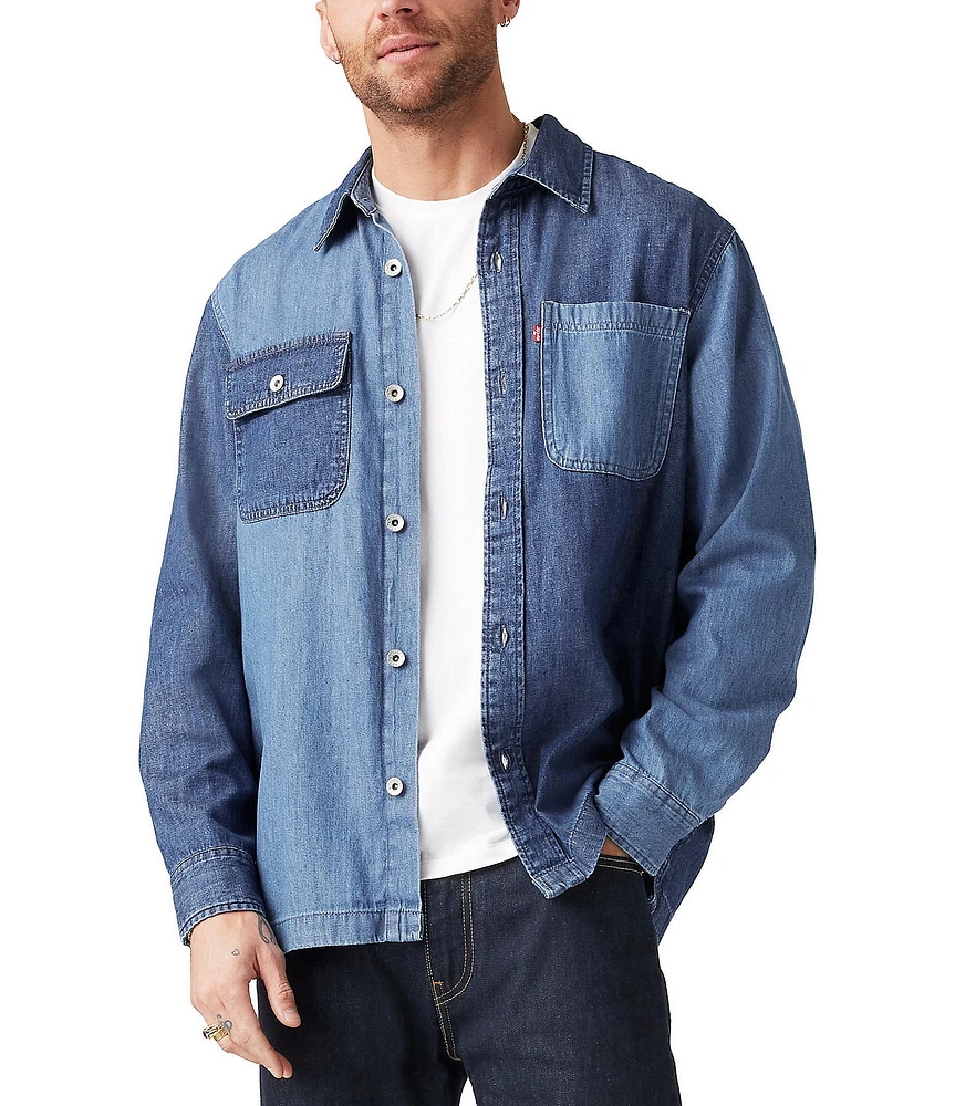 Levi's® Pieced Color Block Long Sleeve Utility Denim Shirt