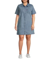 Levi's Plus Louisa Western Yoke Short Sleve Button-Up Front Denim Dress