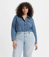 Levi's Plus Size Button Front Long Sleeve Western Top