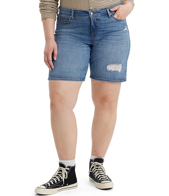 Levi's® Plus Size Mid-Length Distressed Detail Shorts