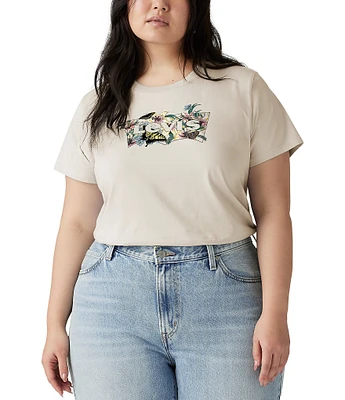 Levi's® Plus Size Printed Crew Neck Short Sleeve Perfect Logo T-Shirt
