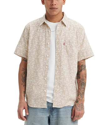 Levi's® Short Sleeve Floral Print Linen-Blend Shirt