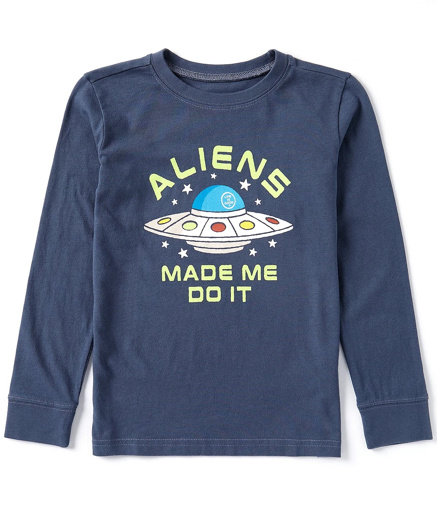 Life is Good Big Boys 8-20 Long Sleeve #double;Aliens Made Me Do It#double; Graphic T-Shirt