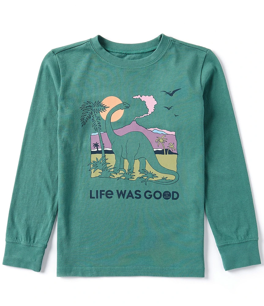 Life is Good Big Boys 8-20 Long Sleeve Dinosaur #double;Life Was Good#double; Graphic T-Shirt