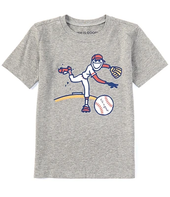 Life is Good Big Boys 8-20 Short Sleeve Jake Baseball Player T-Shirt