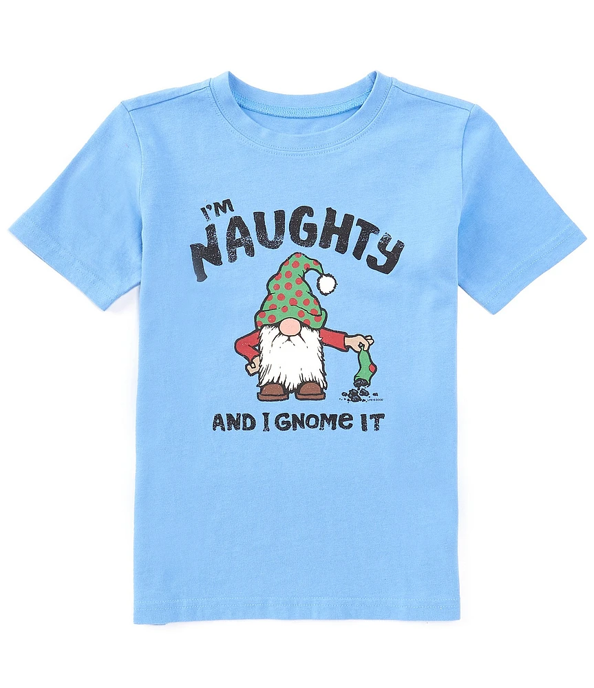 Life is Good Big Boys 8-20 Short Sleeve Naughty Santa Gnome Graphic T-Shirt