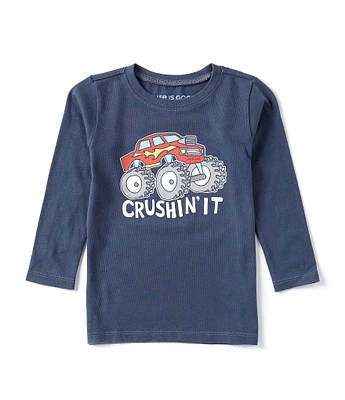 Life is Good Little Boys 2T-4T Long Sleeve Crushin It Truck Graphic T-Shirt