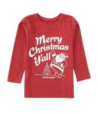 Life is Good Little Boys 2T-4T Long-Sleeve Merry Christmas Ya'll T-Shirt