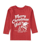 Life is Good Little Boys 2T-4T Long-Sleeve Merry Christmas Ya'll T-Shirt