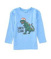 Life is Good Little Boys 2T-4T Long Sleeve Santa Claws Dino T-Shirt