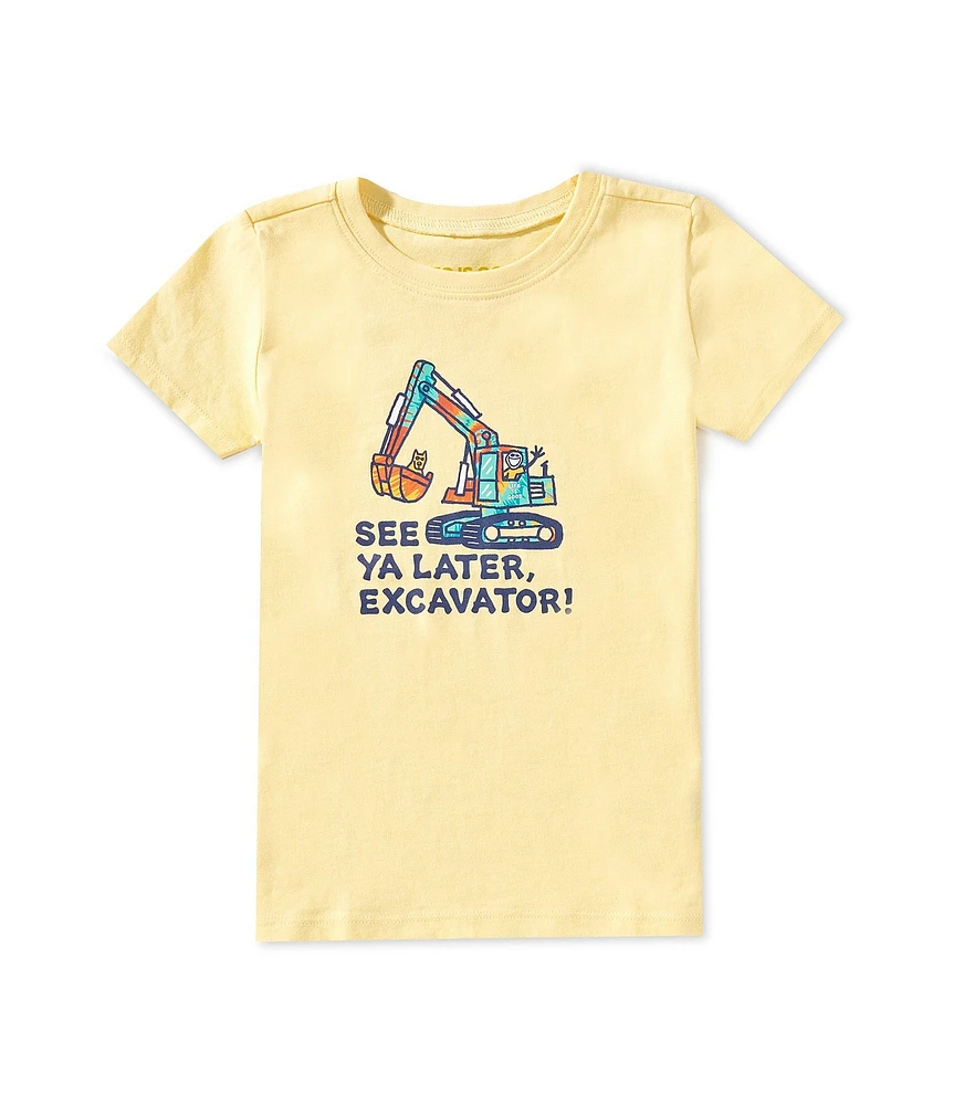 Life is Good Little Boys 2T-4T Short Sleeve See Ya Later Excavator Crusher T-Shirt
