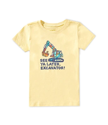 Life is Good Little Boys 2T-4T Short Sleeve See Ya Later Excavator Crusher T-Shirt