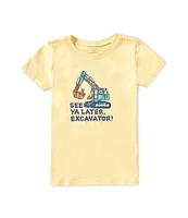Life is Good Little Boys 2T-4T Short Sleeve See Ya Later Excavator Crusher T-Shirt