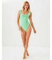 Lilly Pulitzer Aemma Seersucker Stripe Ruffle One Piece Swimsuit