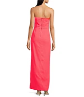 Lilly Pulitzer Anasophia Crepe Strapless Sleeveless Floral Applique Maxi Dress
