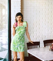 Lilly Pulitzer Anders Crepe Daffodil Hill Print Square Neck Sleeveless Bow Shoulder Romper