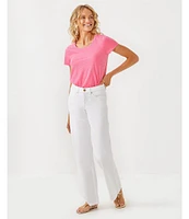 Lilly Pulitzer Aniston Denim High Rise Straight Leg Raw Hem Jeans