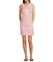Lilly Pulitzer Aria Charming Check Boucle Notch Neck Sleeveless Bow Shift Dress