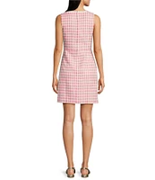 Lilly Pulitzer Aria Charming Check Boucle Notch Neck Sleeveless Bow Shift Dress