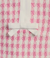 Lilly Pulitzer Aria Charming Check Boucle Notch Neck Sleeveless Bow Shift Dress