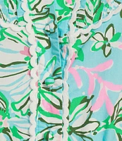 Lilly Pulitzer Arletta Floral Sun Of A Bun Print Collar V-Neck Long Blouson Sleeve Dress