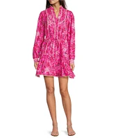 Lilly Pulitzer Arletta Poplin Giraffic Park Print Stand Collar Long Sleeve Shirt Dress