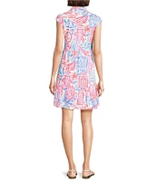Lilly Pulitzer Arley Sun Sea Sand Print Notch Collar Cap Sleeve Tiered Shirt Dress