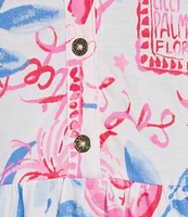 Lilly Pulitzer Arley Sun Sea Sand Print Notch Collar Cap Sleeve Tiered Shirt Dress