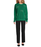 Lilly Pulitzer Ballad Bow Embroidered Terry Crew Neck Long Sleeve Sweatshirt