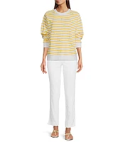 Lilly Pulitzer Ballad Stripe Lemon Fruit Print Embroidered Crew Neck Long Sleeve Sweatshirt