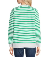 Lilly Pulitzer Ballad Terry Knit Cotton Ribbed Crew Neck Long Sleeve Logo Sweatshirt