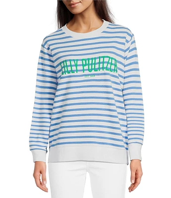 Lilly Pulitzer Ballad Terry Knit Cotton Ribbed Crew Neck Long Sleeve Logo Sweatshirt