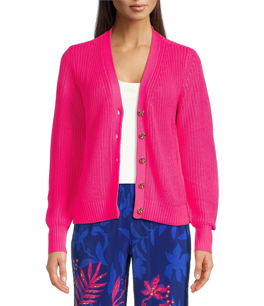 Lilly Pulitzer Bristow Knit V-Neck Long Sleeve Button Front Cardigan