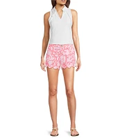 Lilly Pulitzer Buttercup Crab Print Flat Front Scallop Shorts