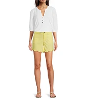 Lilly Pulitzer Buttercup Mid Rise Scallop Shorts