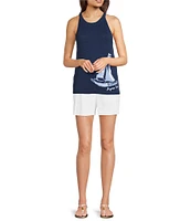 Lilly Pulitzer Captina Linen High Rise Elastic Waist Shorts