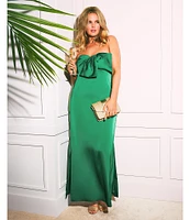 Lilly Pulitzer Carlynn Satin Bow Strapless Side Slit Maxi Dress